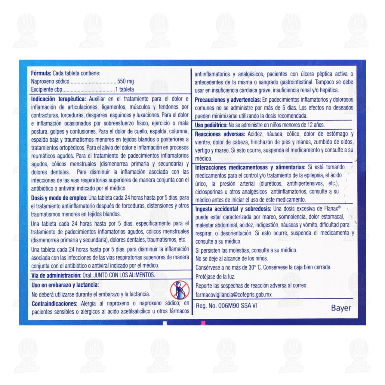 Flanax 550 mg Analg&eacute;sico, 12 Tabletas. image number 2