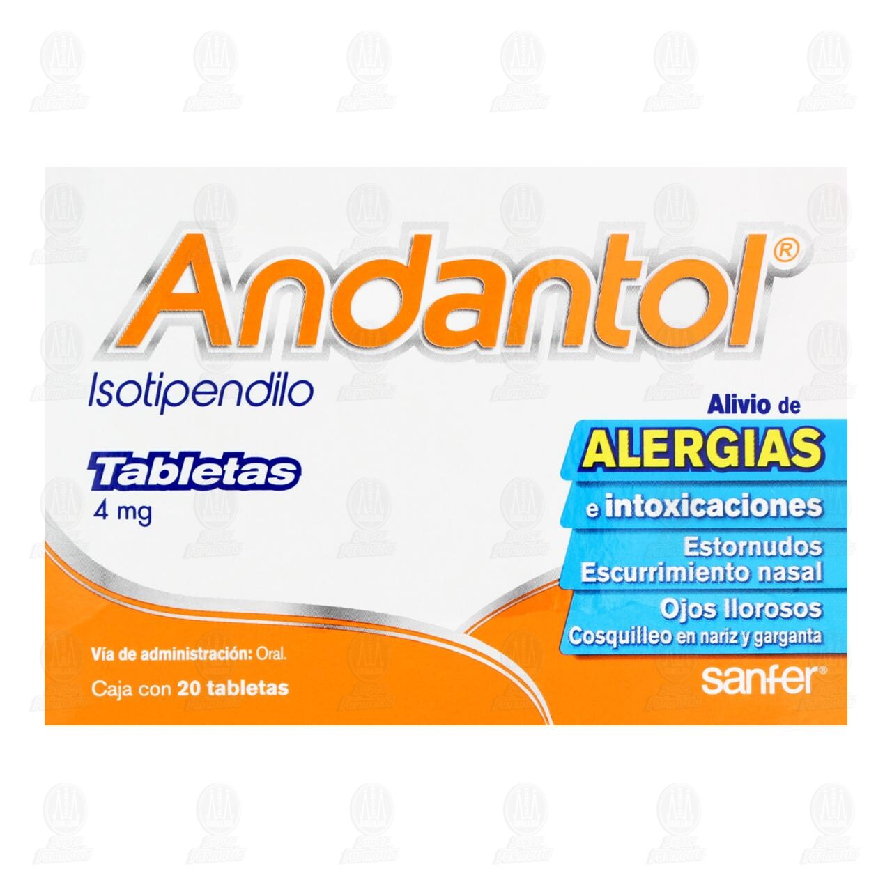 Andantol 4 mg, 20 Tabletas. image number 1
