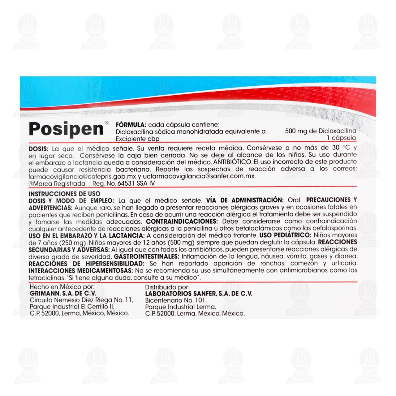 Posipen 500 mg, 12 C&aacute;psulas. image number 2