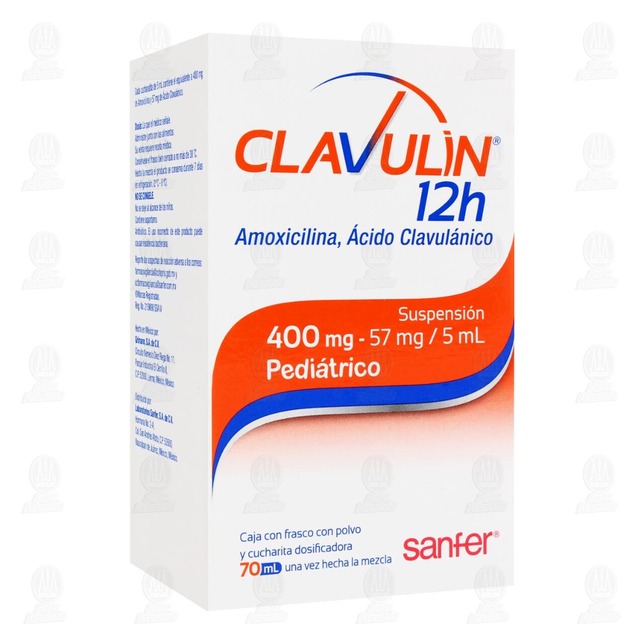 Clavulin 12h 400 mg Suspensi&oacute;n Pedi&aacute;trico, 70 ml. image number 0