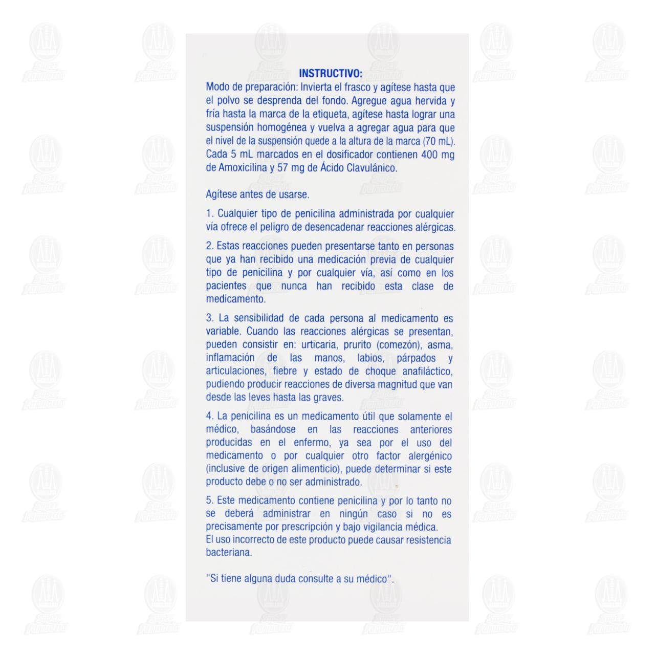 Clavulin 12h 400 mg Suspensi&oacute;n Pedi&aacute;trico, 70 ml. image number 2