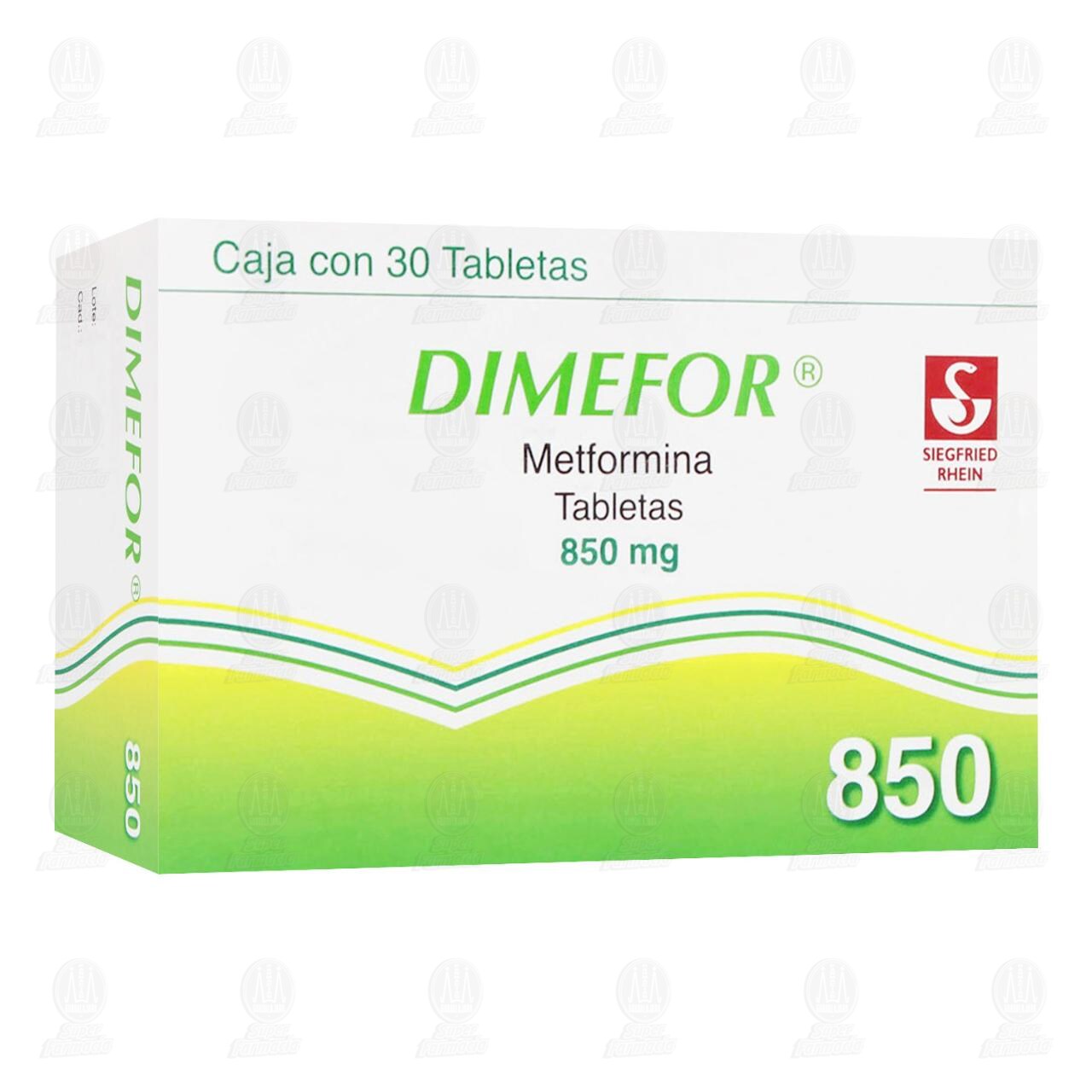 Dimefor 850 mg, 30 Tabletas. image number 0