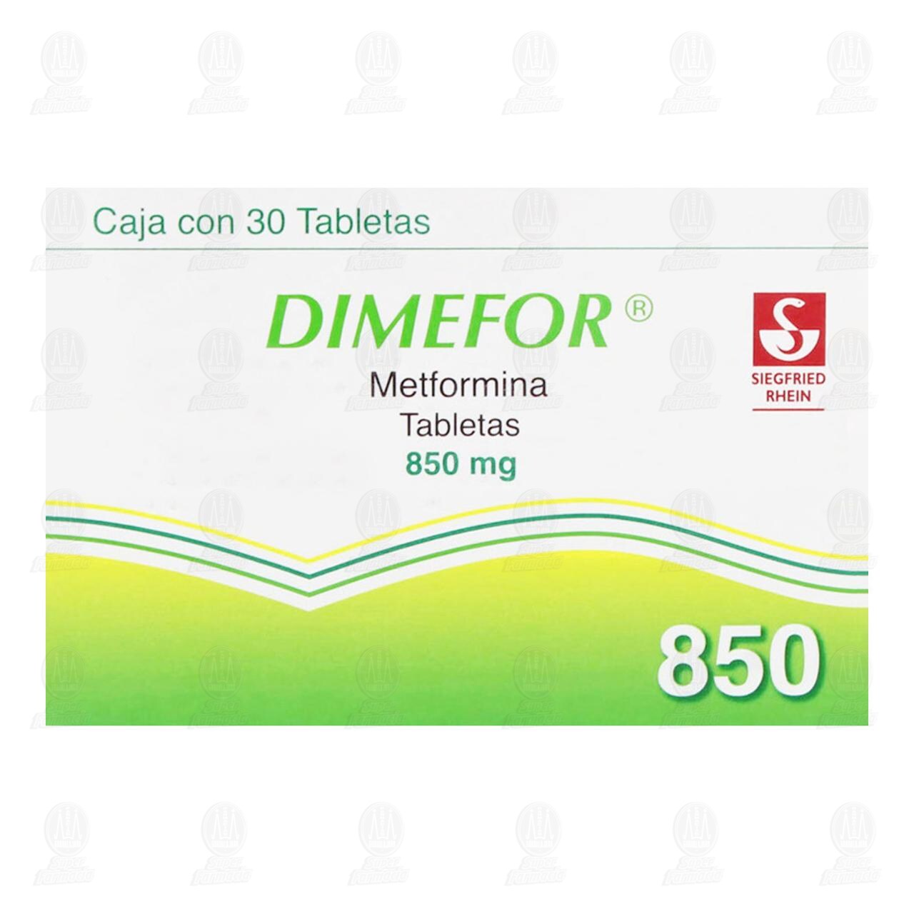 Dimefor 850 mg, 30 Tabletas. image number 1