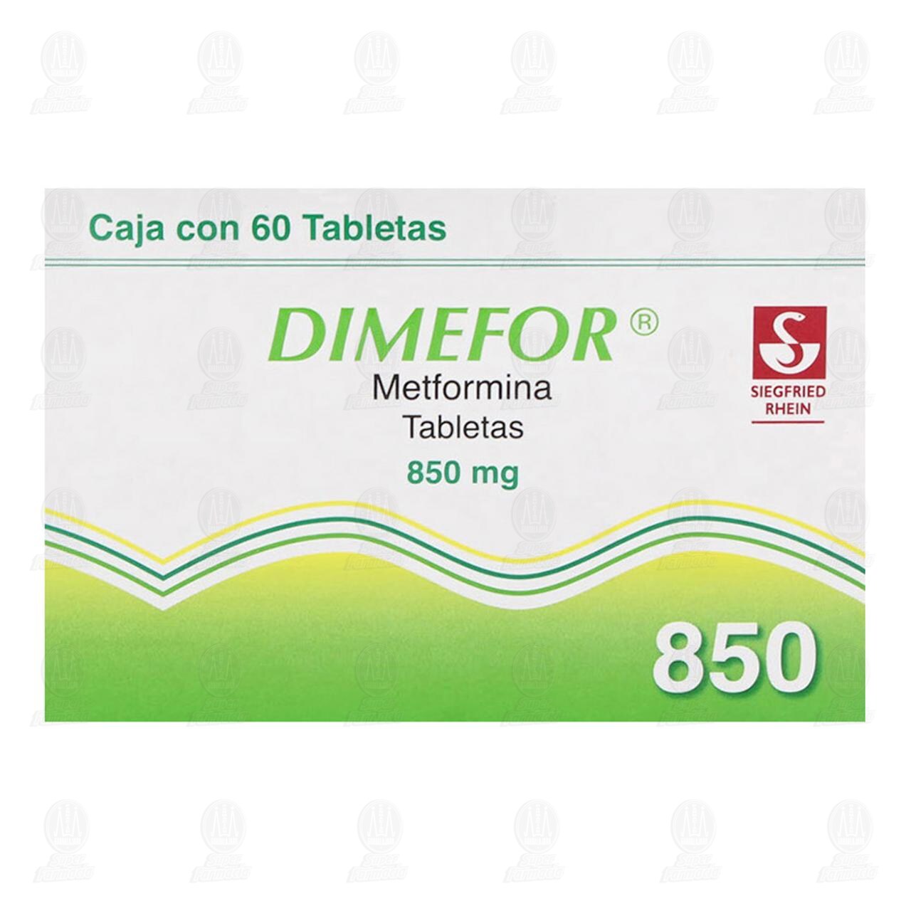 Dimefor 850 mg, 60 Tabletas. image number 1