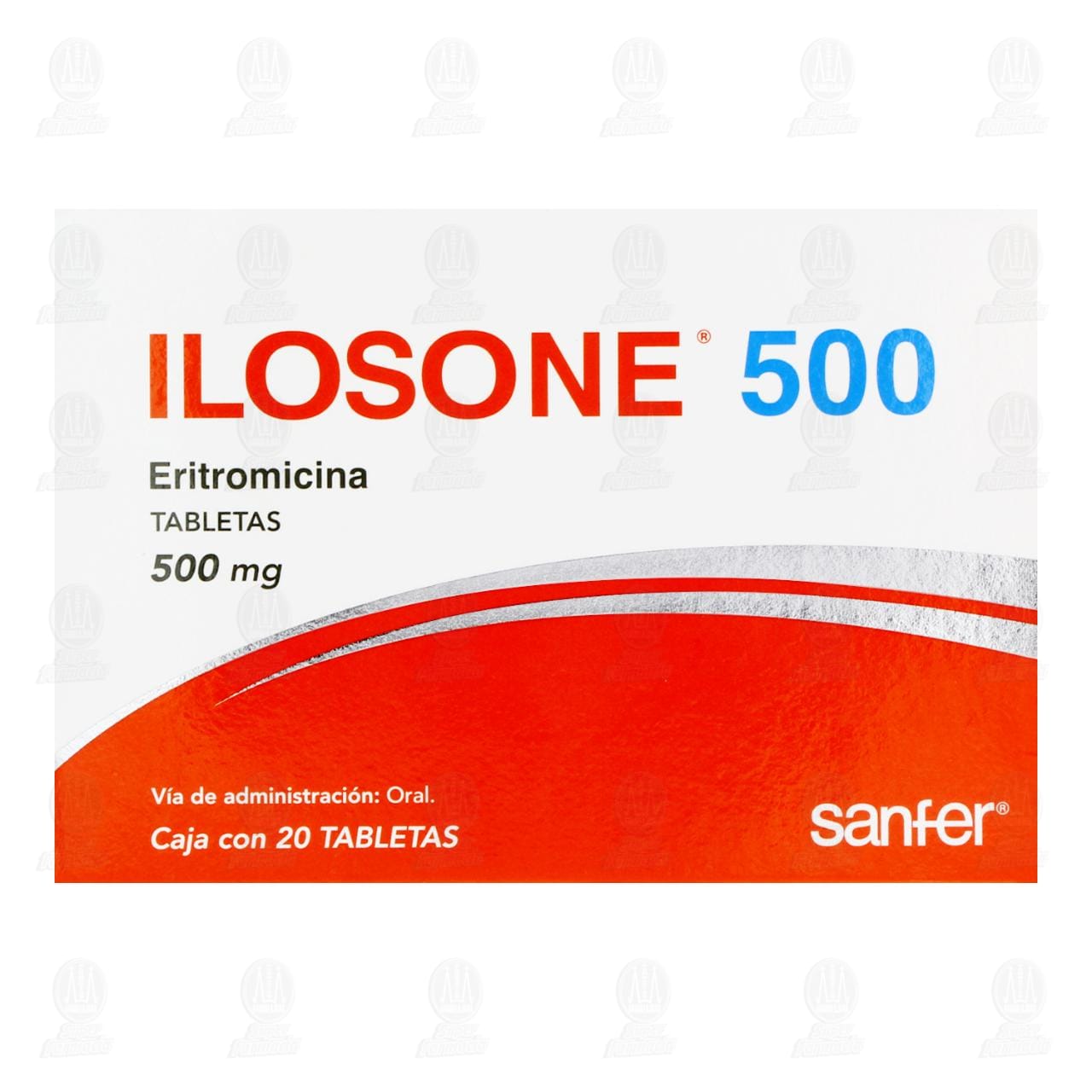 Ilosone 500 mg, 20 Tabletas. image number 1