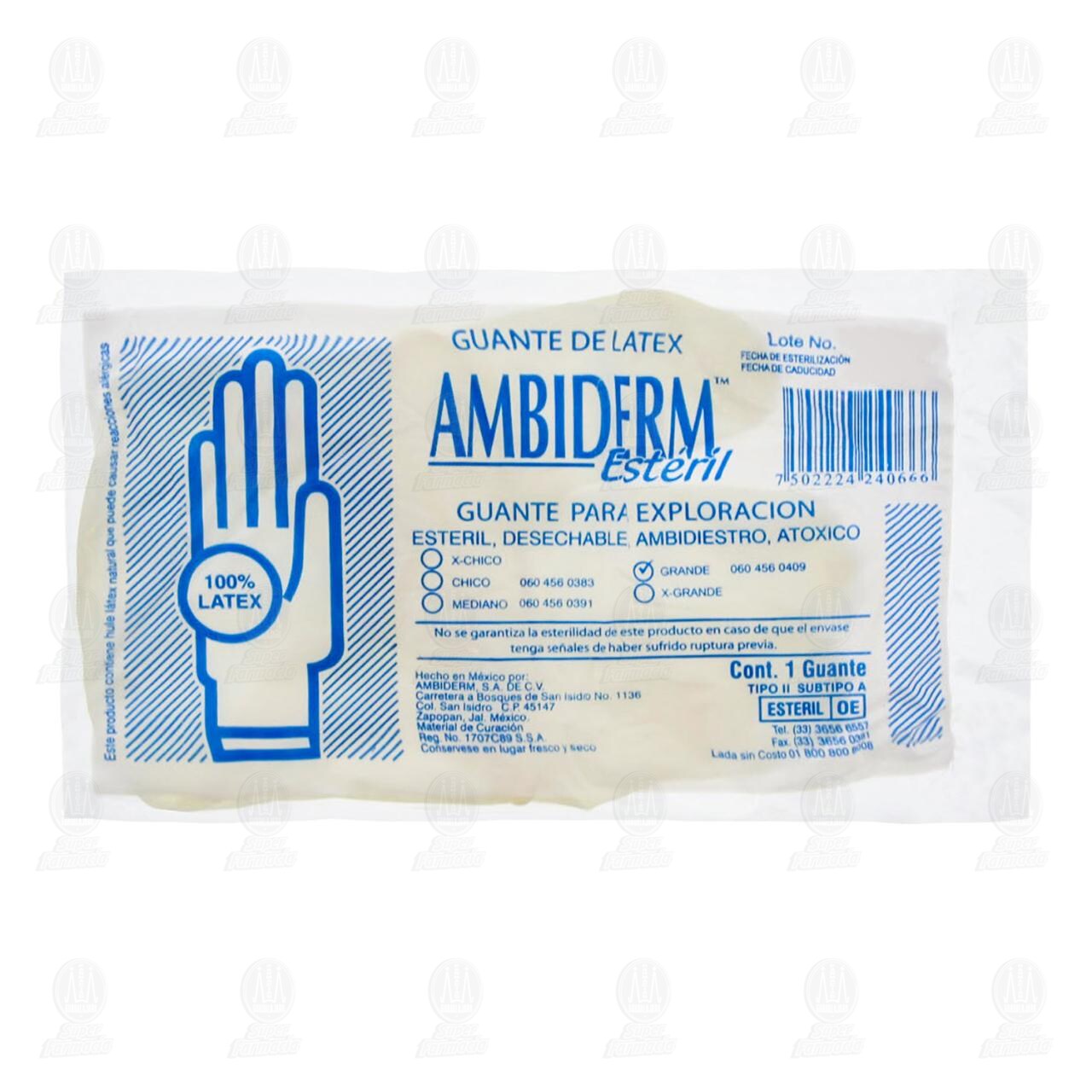 Guante de Látex Ambiderm Estéril Grande, 1 pz. image number 0