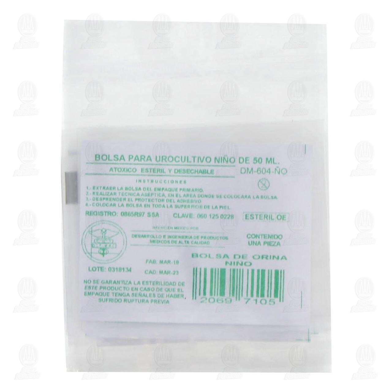 Bolsa Recolectora de Orina 50 ml para Ni&ntilde;o, 1 pz.