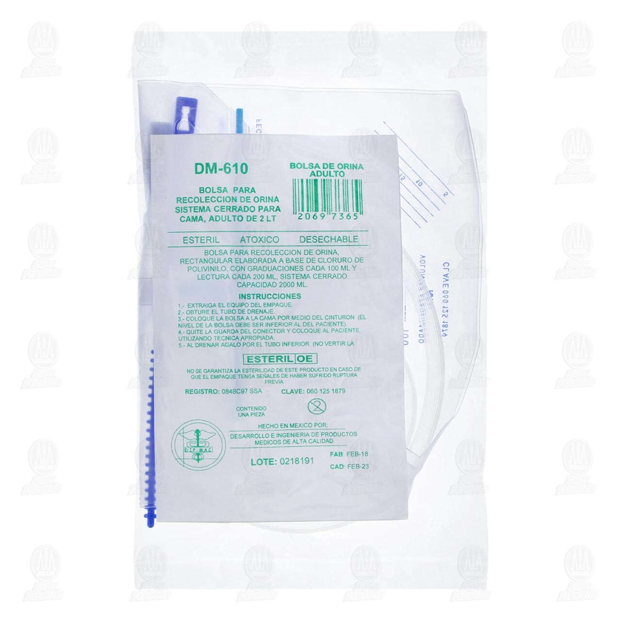 Bolsa Recolectora de Orina DM-610 2 l para Adulto, 1 pz.