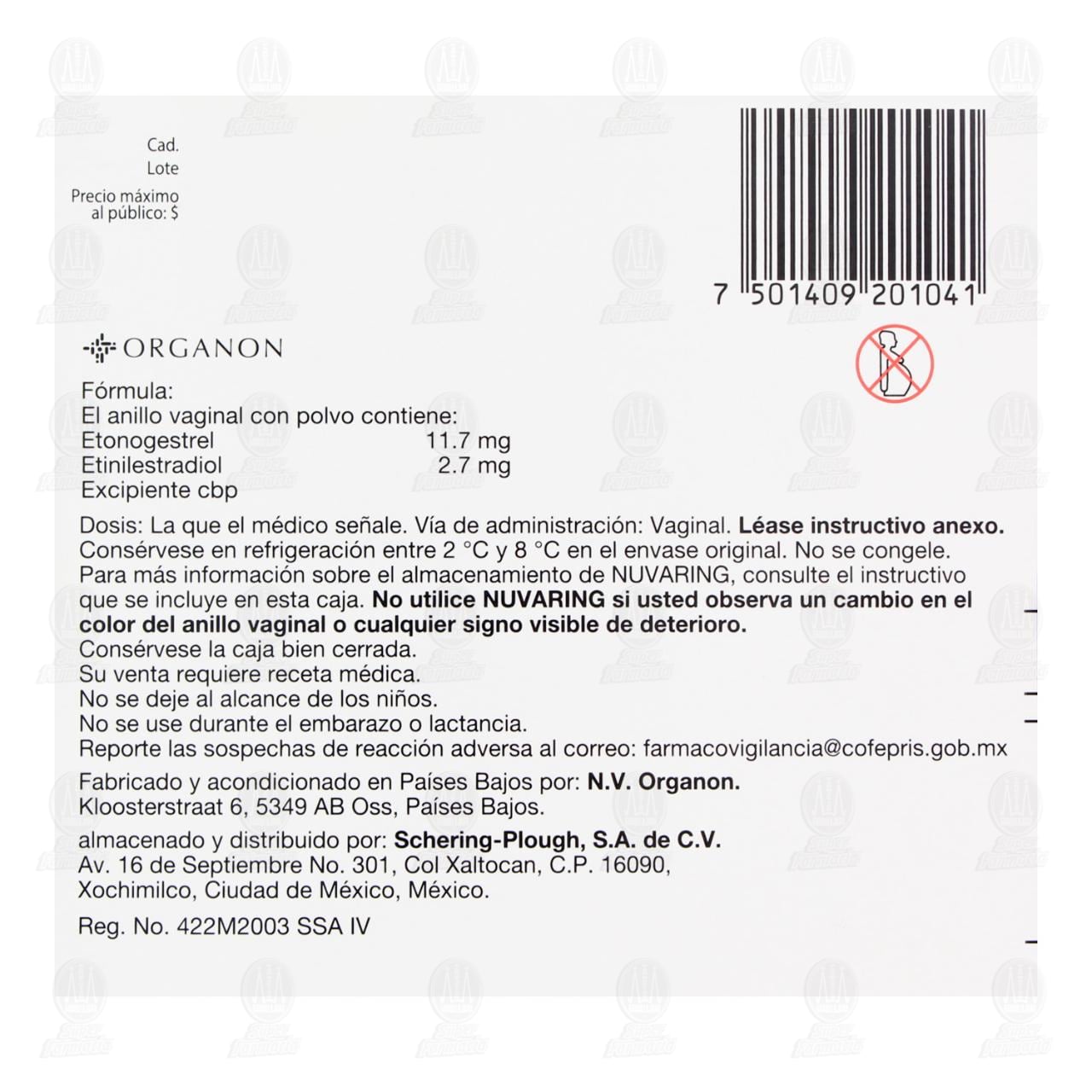 Nuvaring 11.7mg/2.7mg Polvo, 1 pza. image number 2