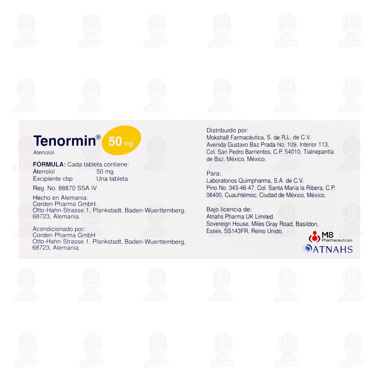 Tenormin 50 mg, 28 Tabletas. image number 2