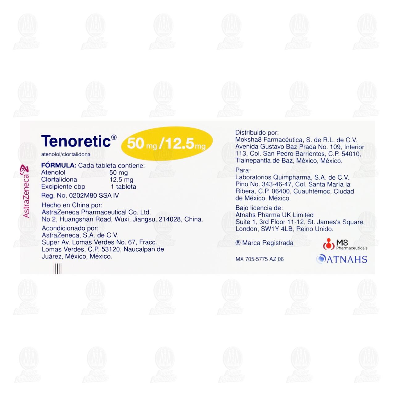 Tenoretic 50mg/12.5mg, 28 Tabletas. image number 2