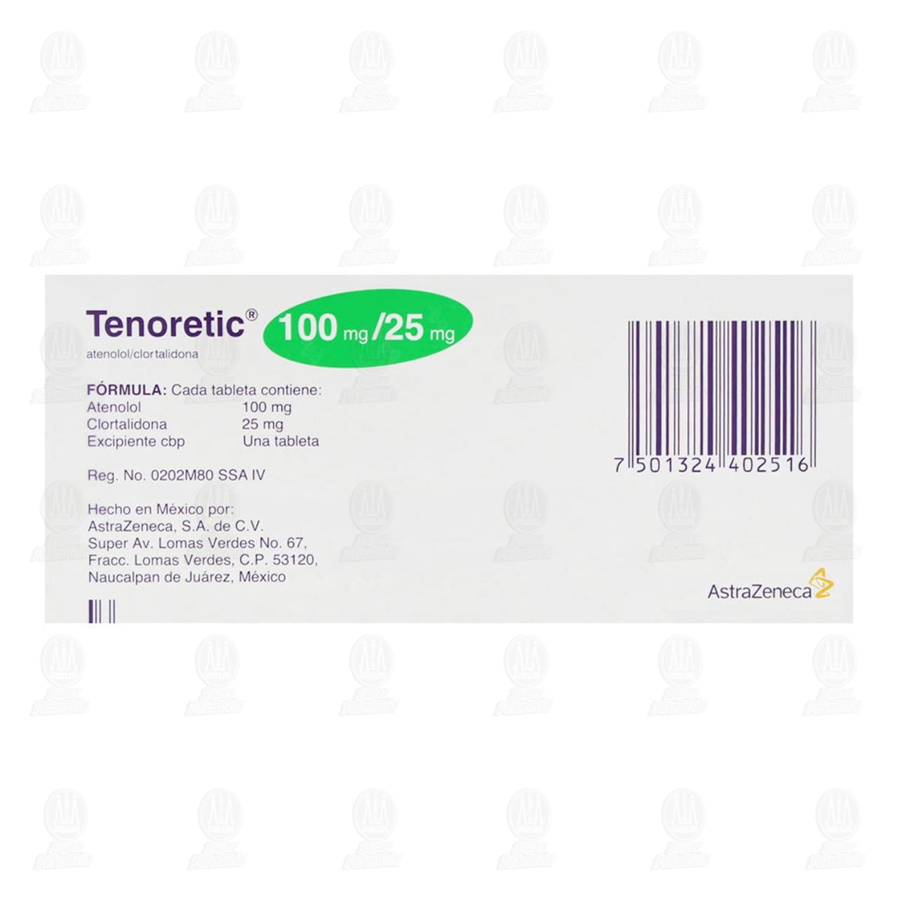 Tenoretic 100mg/25mg, 28 Tabletas. image number 2