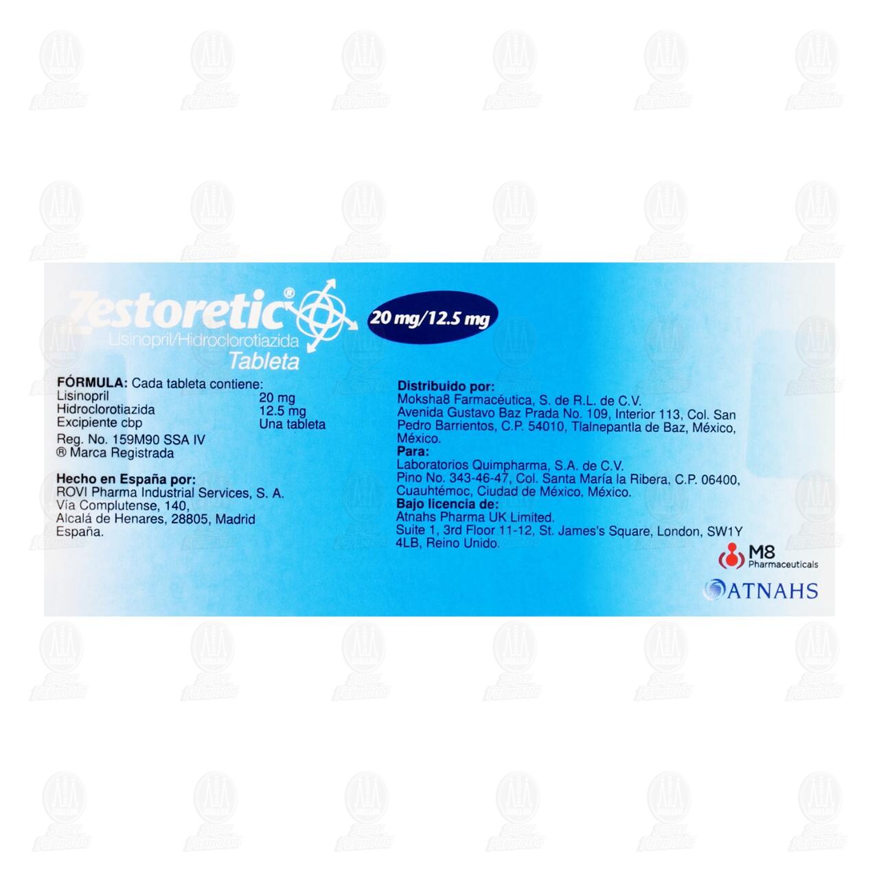 Zestoretic 20mg/12.5mg, 28 Tabletas. image number 2
