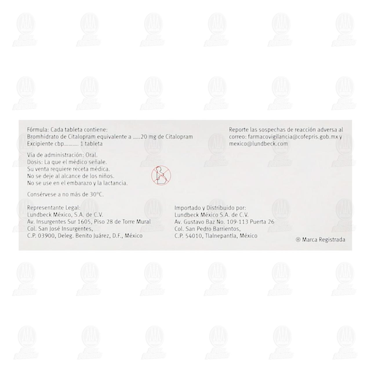 Seropram 20 mg, 28 Tabletas. image number 2