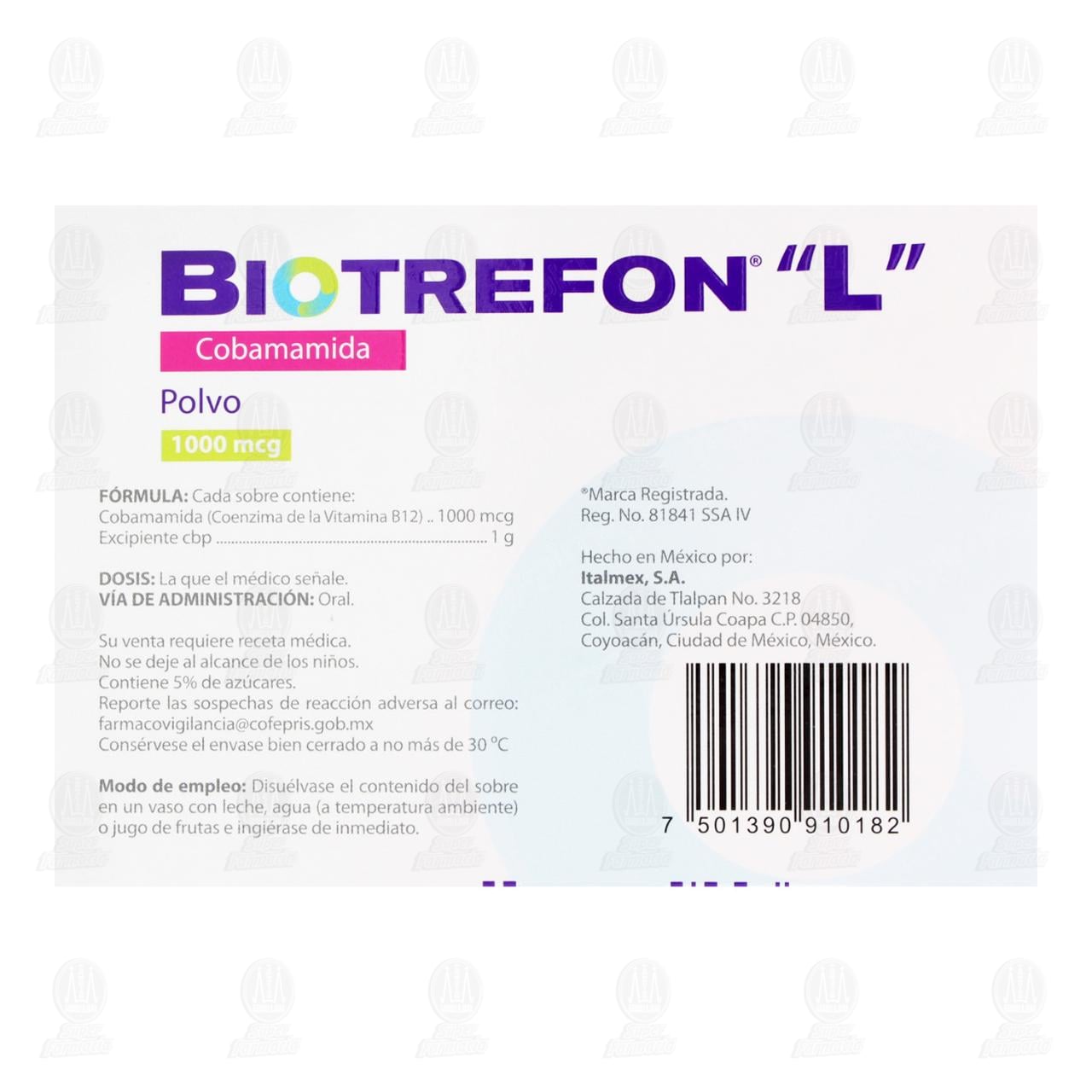 Biotrefon "L" 1000 mcg, 12 sobres. image number 2