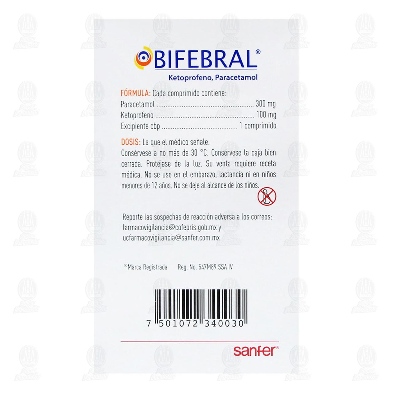 Bifebral 100mg/300mg, 12 Comprimidos. image number 2