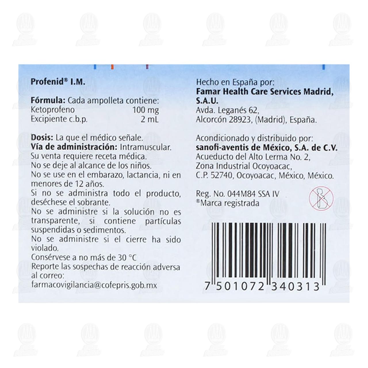 Profenid I.M. 100 mg, 6 Ampolletas. image number 2