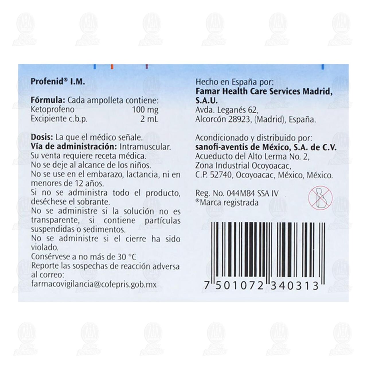 Profenid I.M. 100 mg, 6 Ampolletas. image number 2