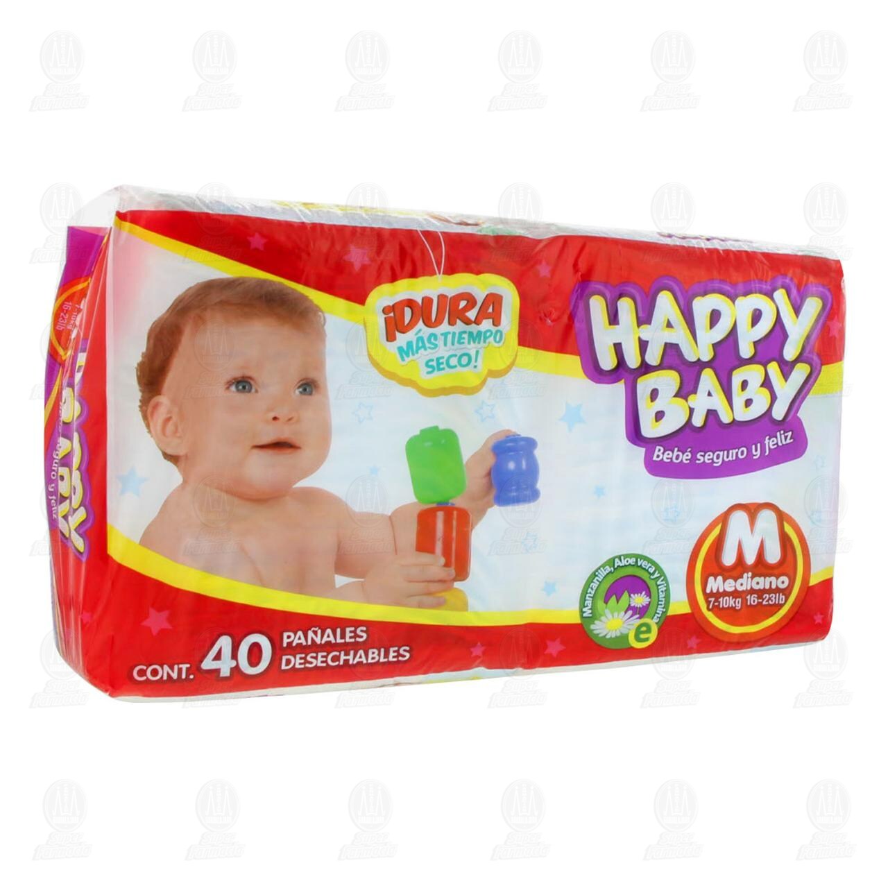 Pañales para Bebé Happy Baby con Manzanilla, Aloe Vera y Vitamina E Talla M, 40 pzas.