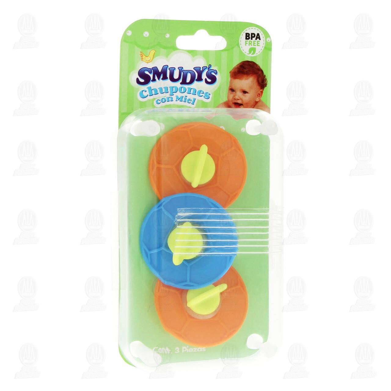 Chupones para Bebé Smudy's con Miel, 3 pzas.