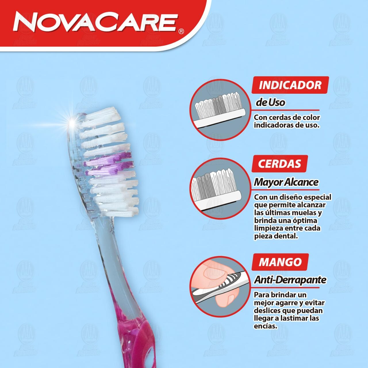 Pack Cepillo Dental NovaCare Crystal Basics Medio Varios Colores, 2 pzas. image number 2