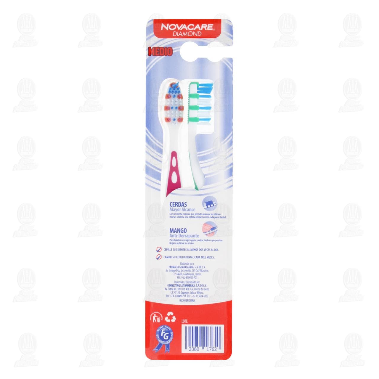 Pack Cepillos Dentales NovaCare Diamond Tama&ntilde;o Medio, 2 pzas. image number 1