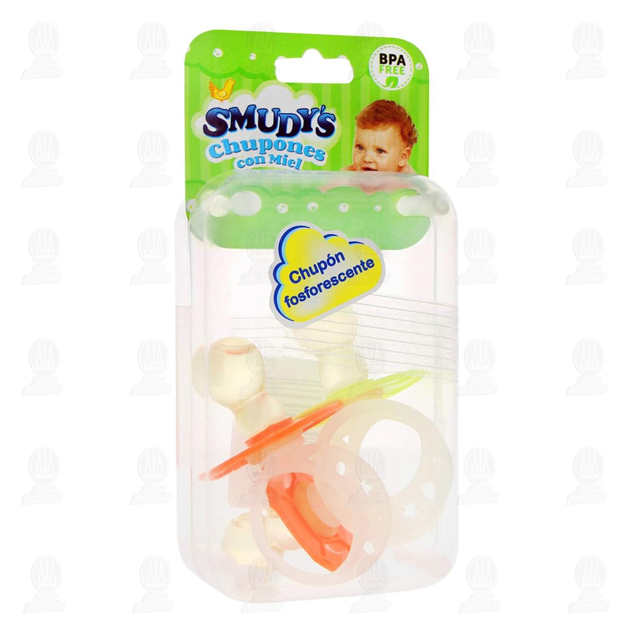 Chupones para Beb&eacute; Smudy's Fosforescentes con Miel, 3 pzas.