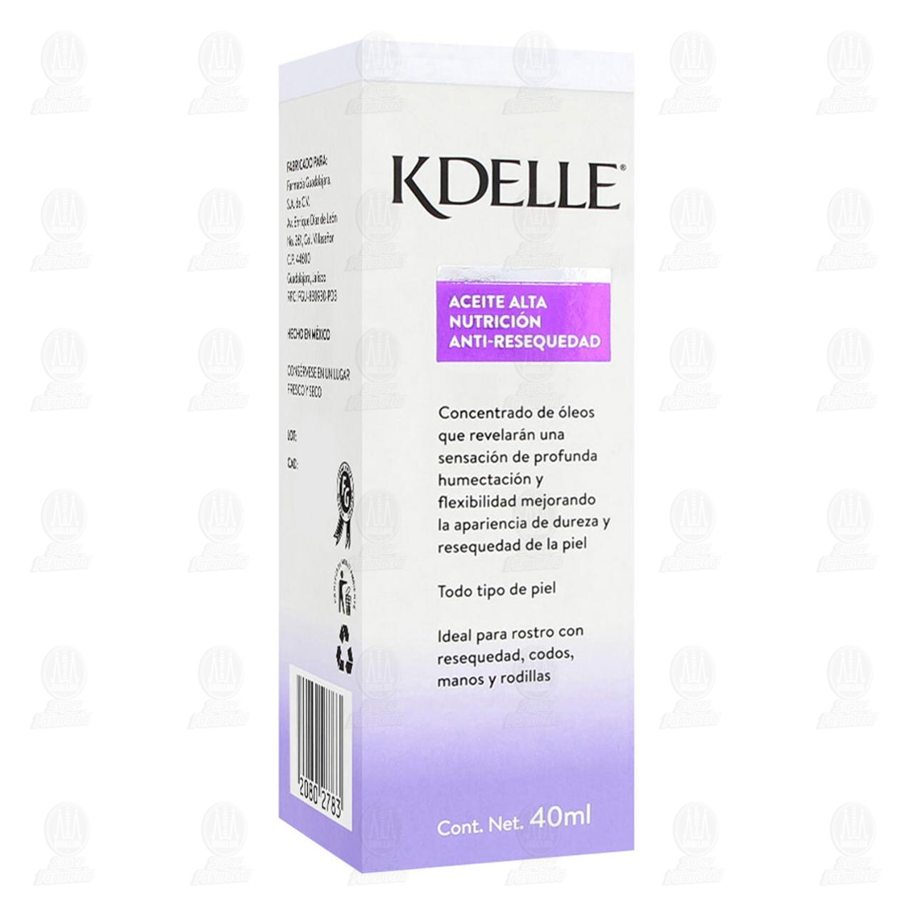 Aceite Kdelle Alta Nutrición Anti-Resequedad para Rostro, Codos, Manos y Rodillas, 40 ml.