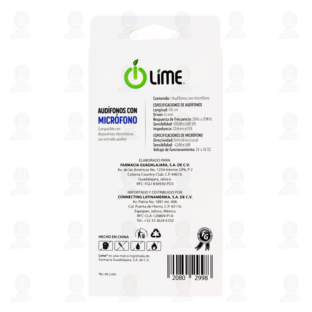 Audífonos Lime con Micrófono, 1 pz. image number 2