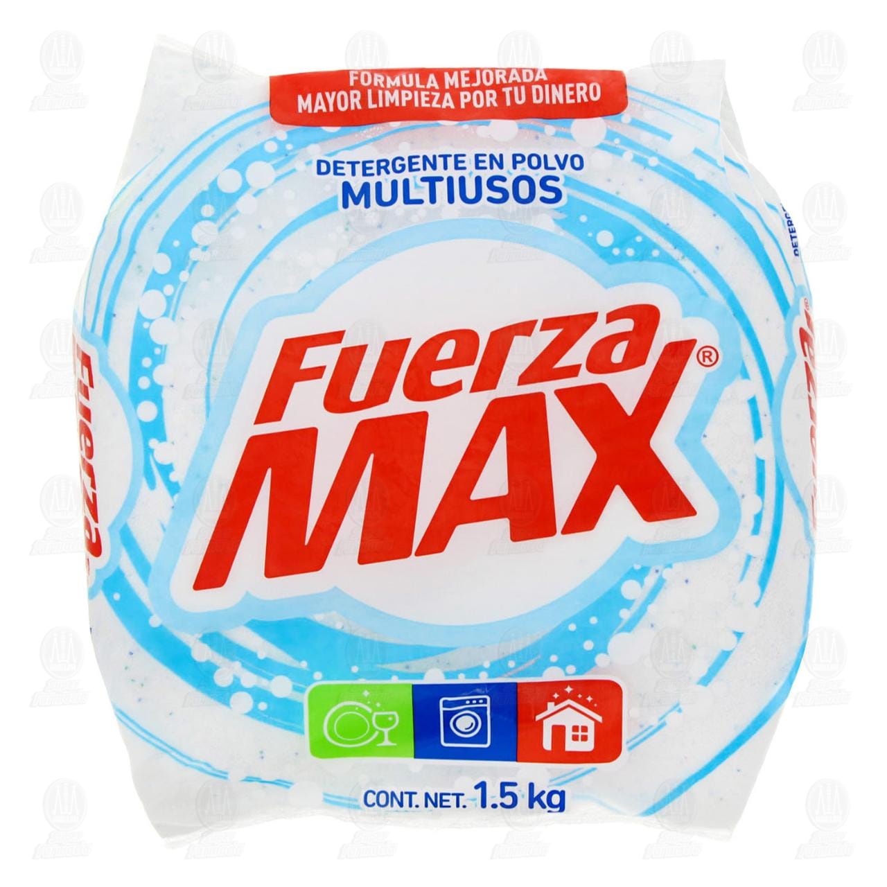 Imagen para Detergente en polvo Fuerza Max multiusos, fórmula mejorada para mayor limpieza por tu dinero. Bolsa con 1.5 kilogramos.
