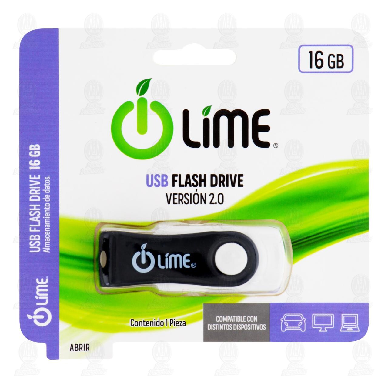 USB Flash Drive Lime 16 GB Versión 2.0, 1 pz. image number 0
