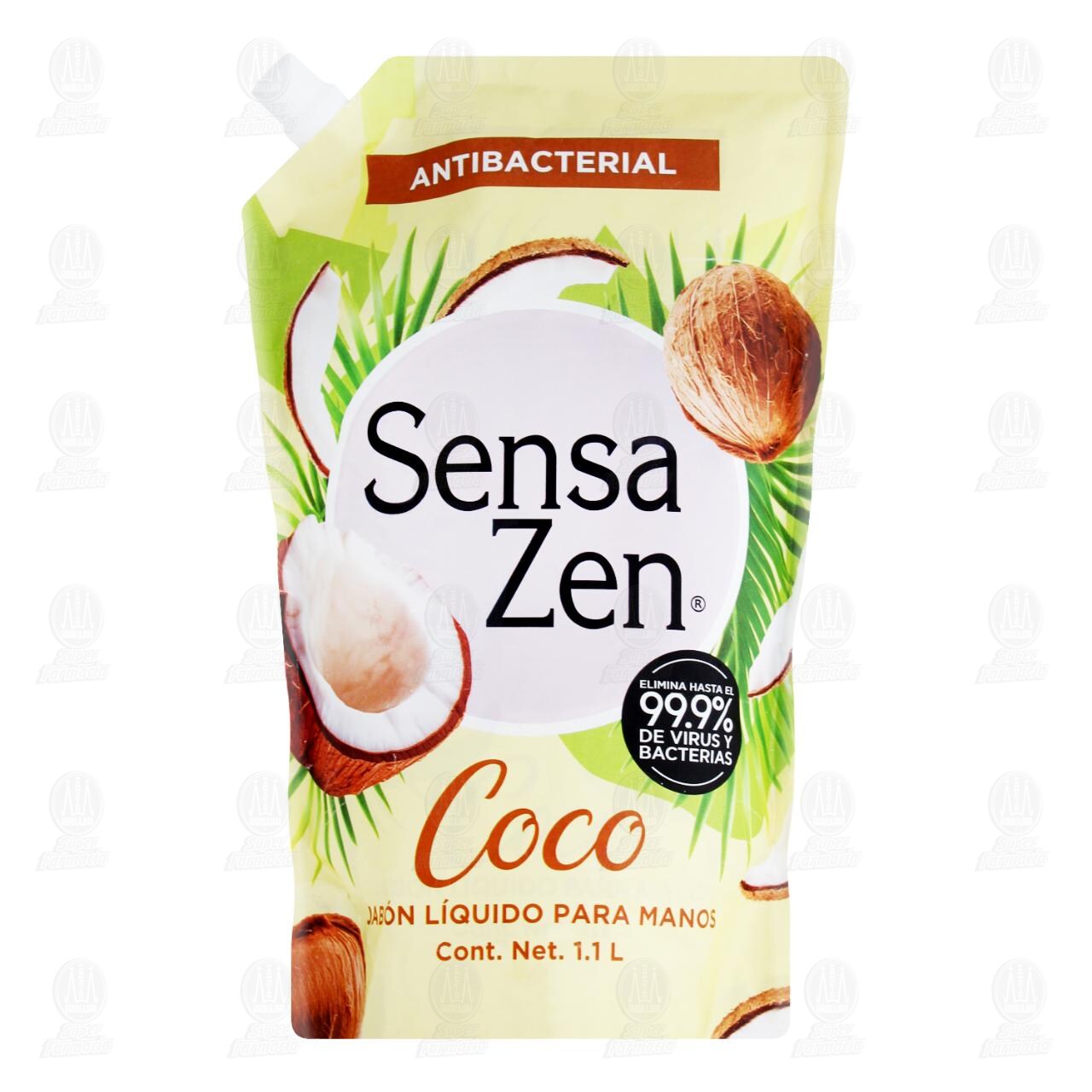 Jab&oacute;n L&iacute;quido para Manos Sensa Zen Antibacterial Coco, 1.1 l.
