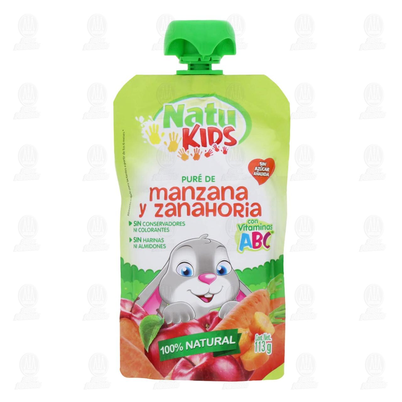 Puré Natu Kids de Manzana y Zanahoria, a Partir de los 6 Meses, 113 gr.
