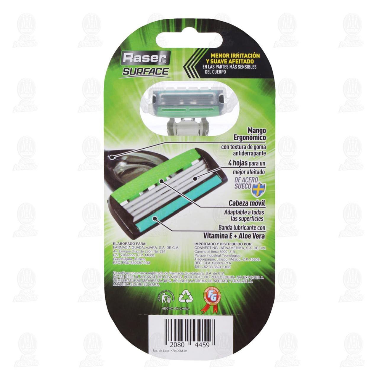 M&aacute;quina para Afeitar Raser Surface con Vitamina E y Aloe Vera, 1 pz. image number 1