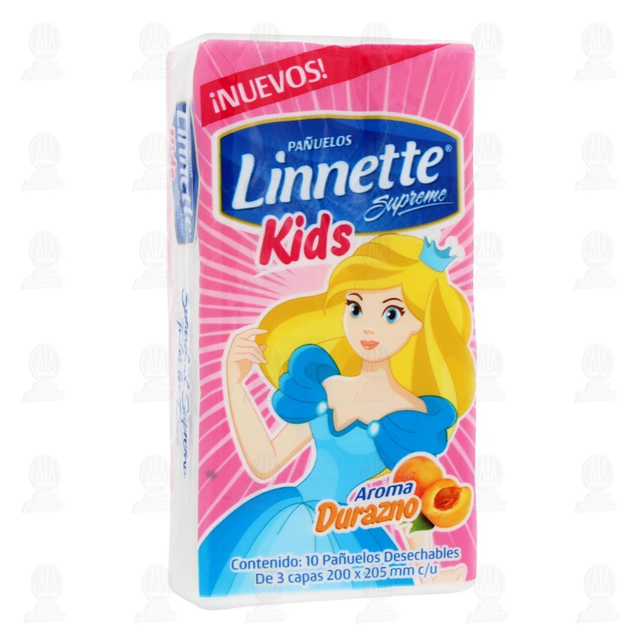 Pañuelos Desechables Linnette Supreme Kids Aroma Durazno, 10 pzas.