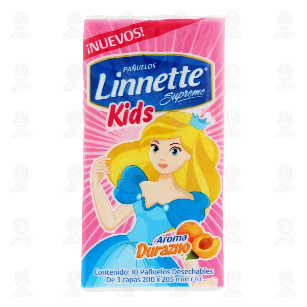 Pañuelos Desechables Linnette Supreme Kids Aroma Durazno, 10 pzas. image number 1