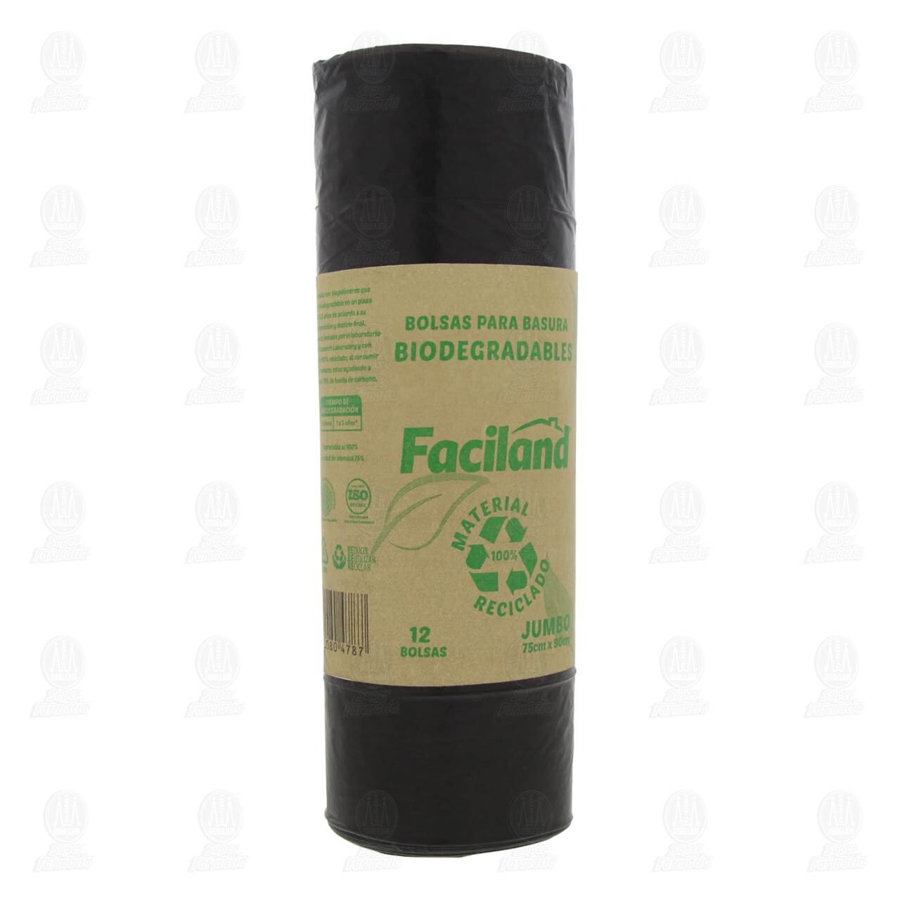 Bolsas Desechables Faciland Biodegradables Jumbo para Basura, 12 Piezas.