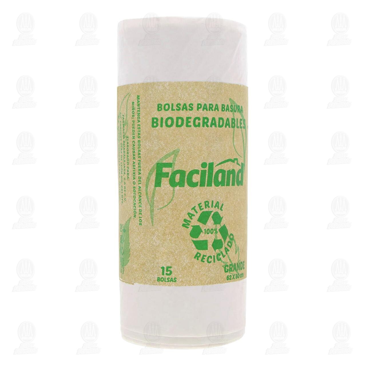 Bolsas Desechables Faciland Biodegradables Grande para Basura, 15 pzas.