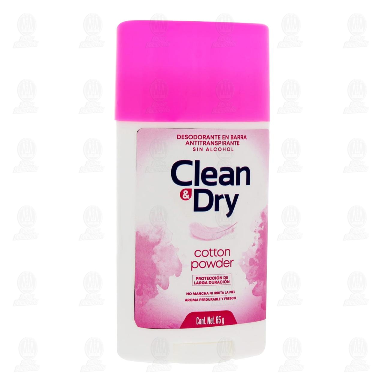 Imagen para Desodorante Antitranspirante Clean & Dry Cotton Powder en Barra para Mujer, 65 gr.