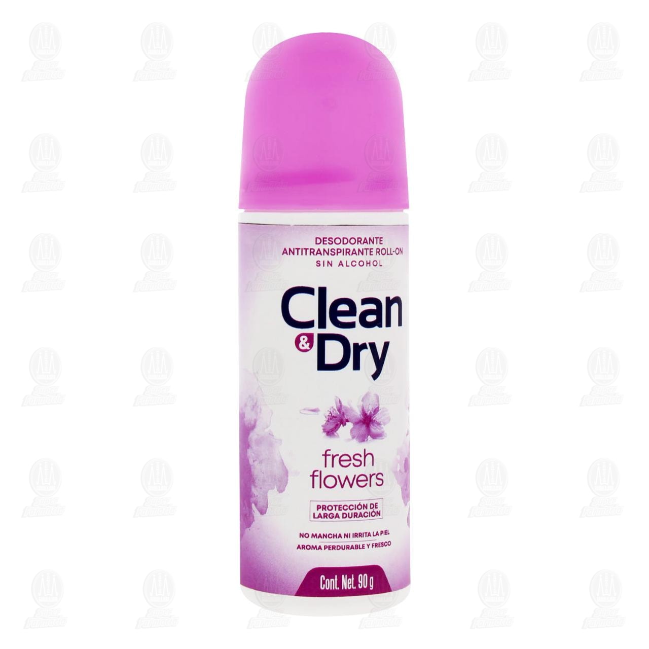Desodorante Antitranspirante Sin Alcohol Clean & Dry Fresh Flowers en Roll-On, 90 gr. image number 0