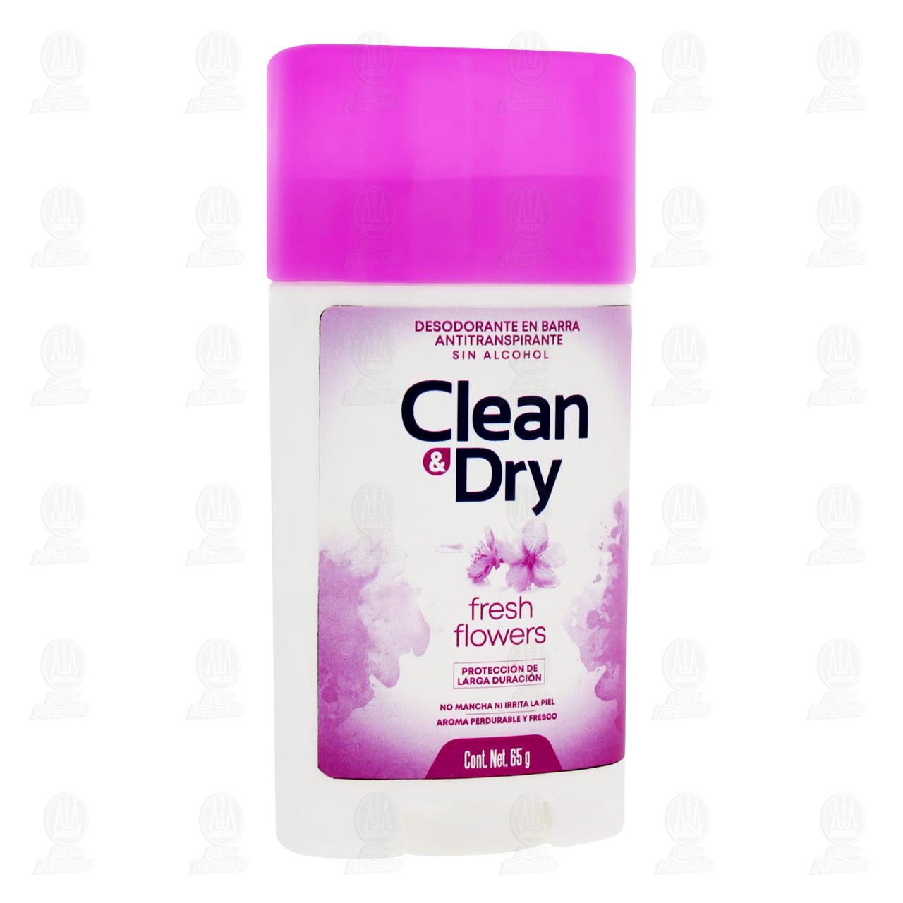 Imagen para Desodorante Antitranspirante Clean & Dry Fresh Flowers en Barra para Mujer, 65 gr.