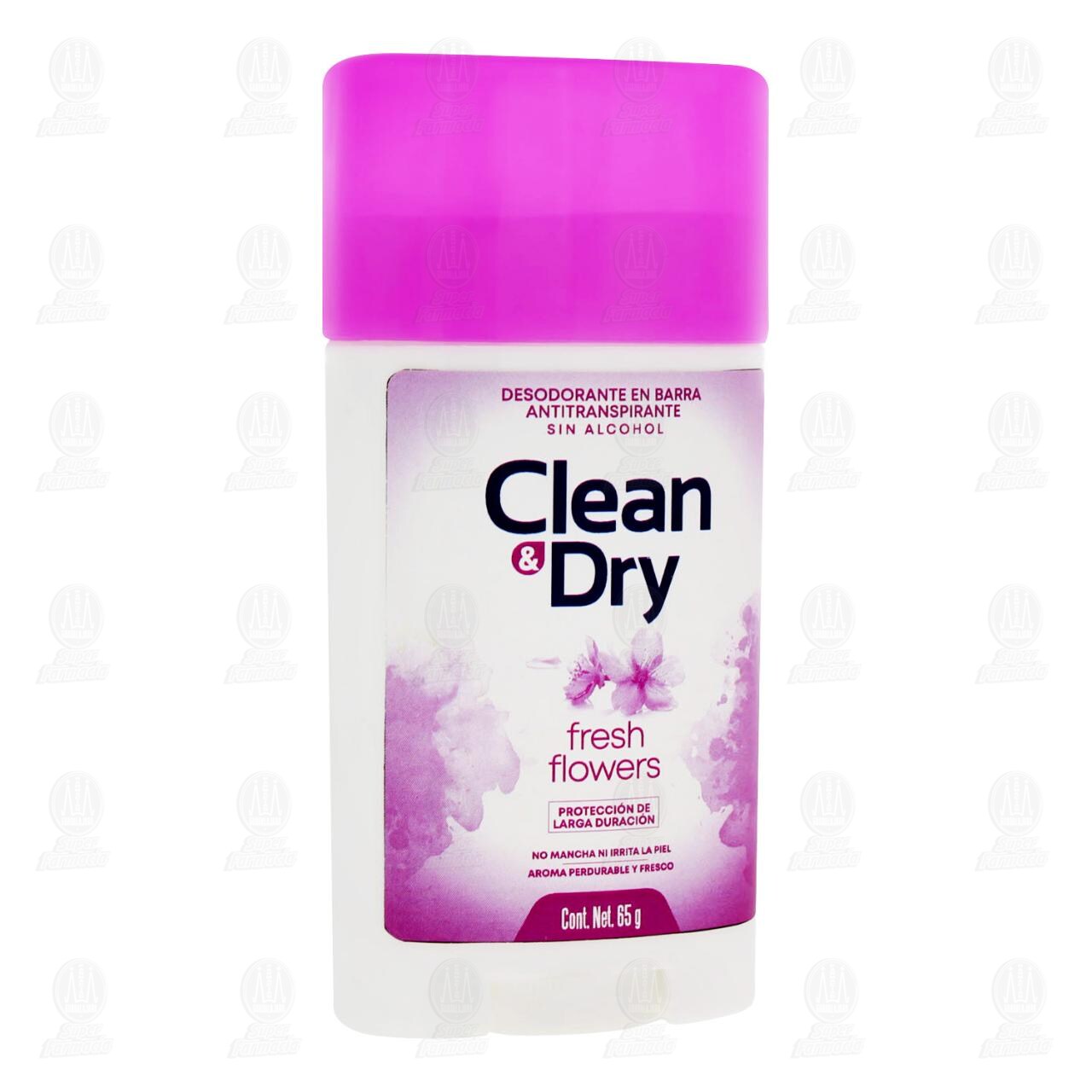 Desodorante en Barra Sin Alcohol Clean & Dry Fresh Flower, 65 gr.
