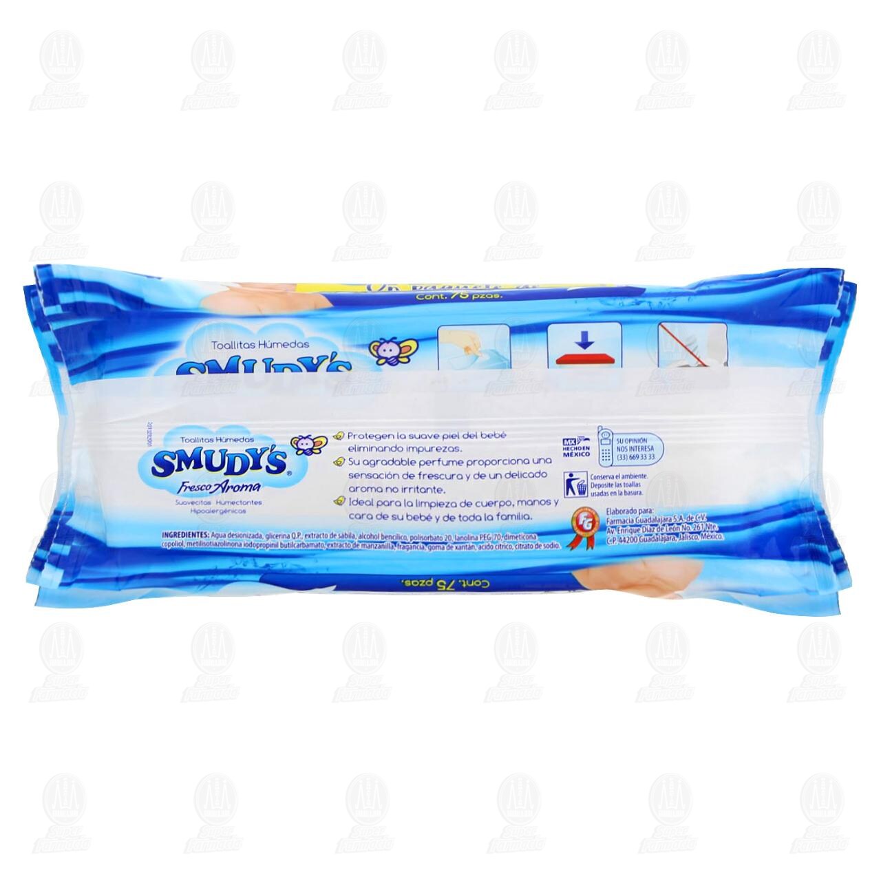 Pack Toallitas para Beb&eacute; Smudy's Fresco Aroma de 75 pzas + Paquete de Bolsillo de 30 pzas, 3 pzas. image number 2