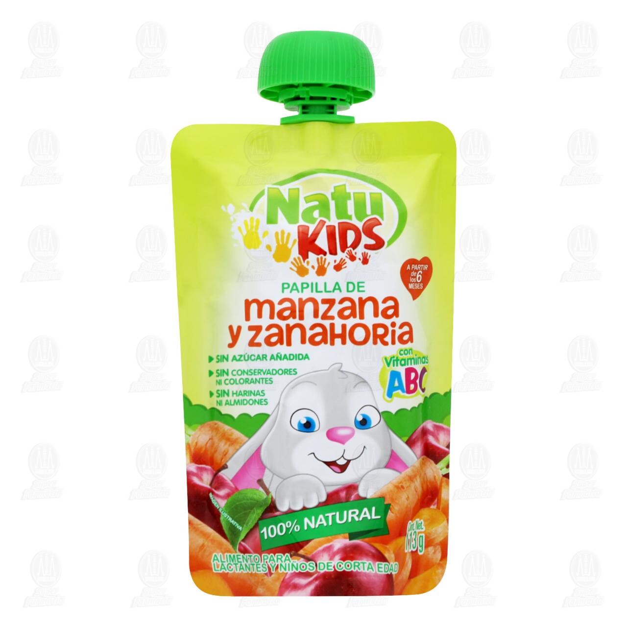 Papilla Natu Kids de Manzana y Zanahoria (A Partir de los 6 Meses), 113 gr.
