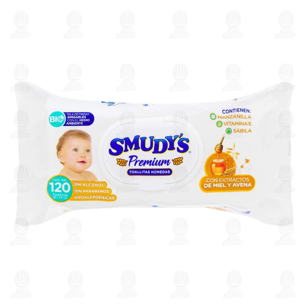 Imagen para Toallitas Húmedas Smudy's Premium con Extractos de Miel y Avena, 120 pzas.