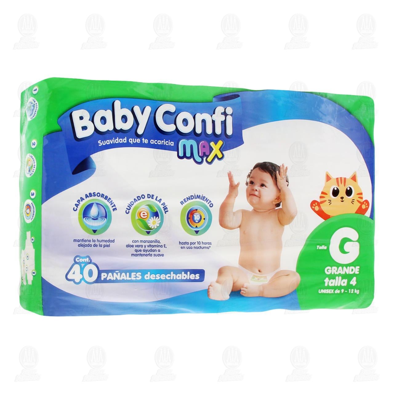 Pañales para Bebé Baby Confi Max Unisex Talla Grande, 40 pzas.