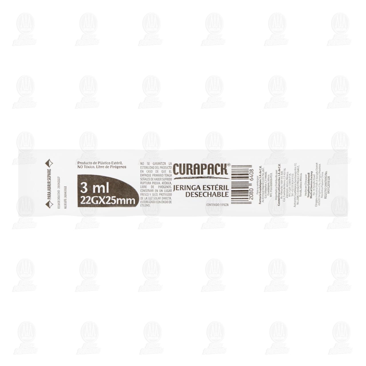 Jeringa Curapack 3 ml (22G x 25mm), 1 pz. image number 1