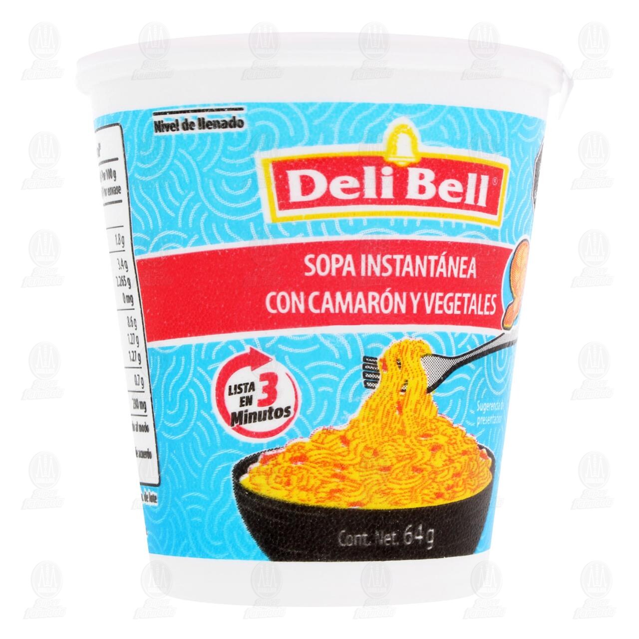 Sopa Instantánea Deli Bell Con Camarón y Vegetales, 64 gr. image number 0