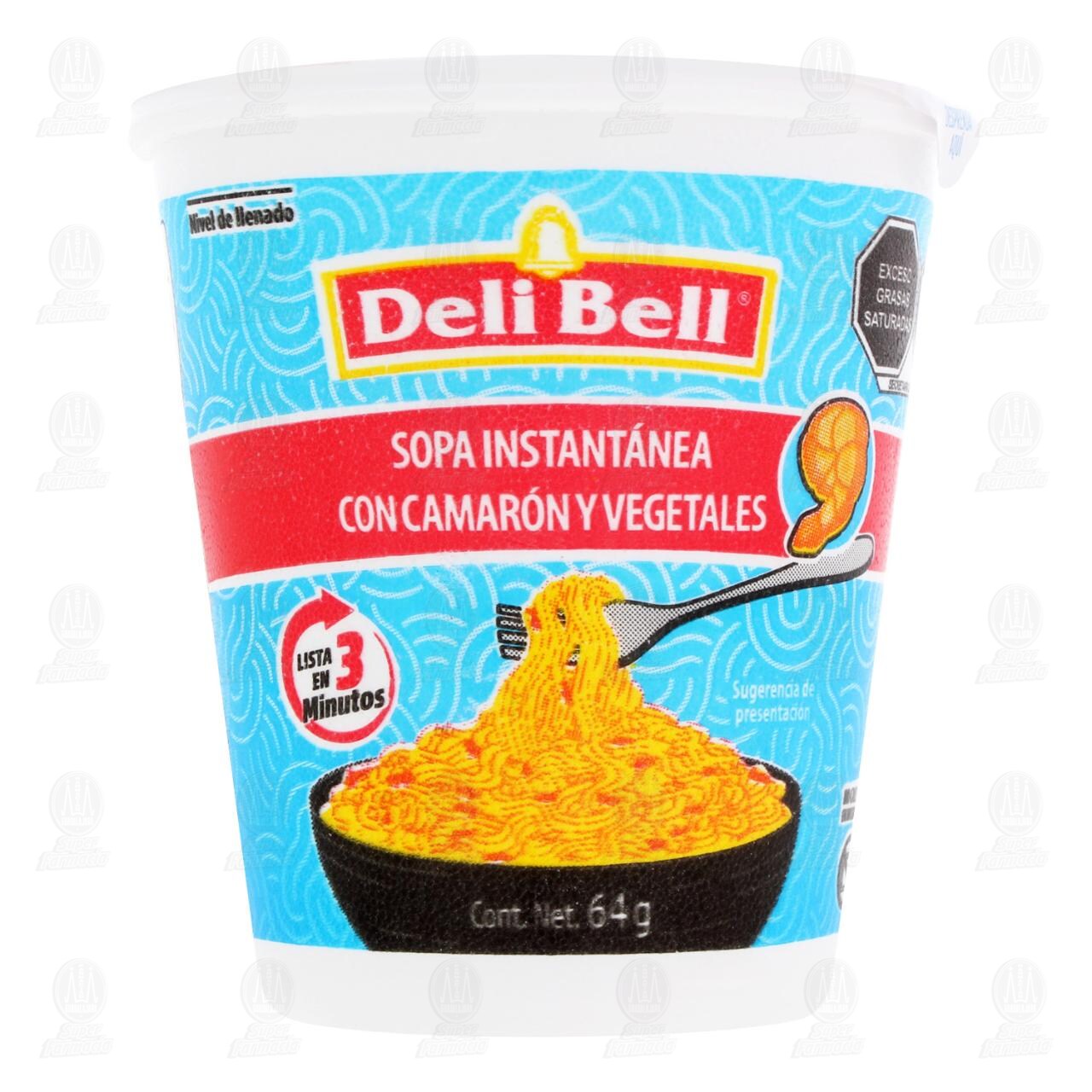 Sopa Instantánea Deli Bell Con Camarón y Vegetales, 64 gr. image number 1