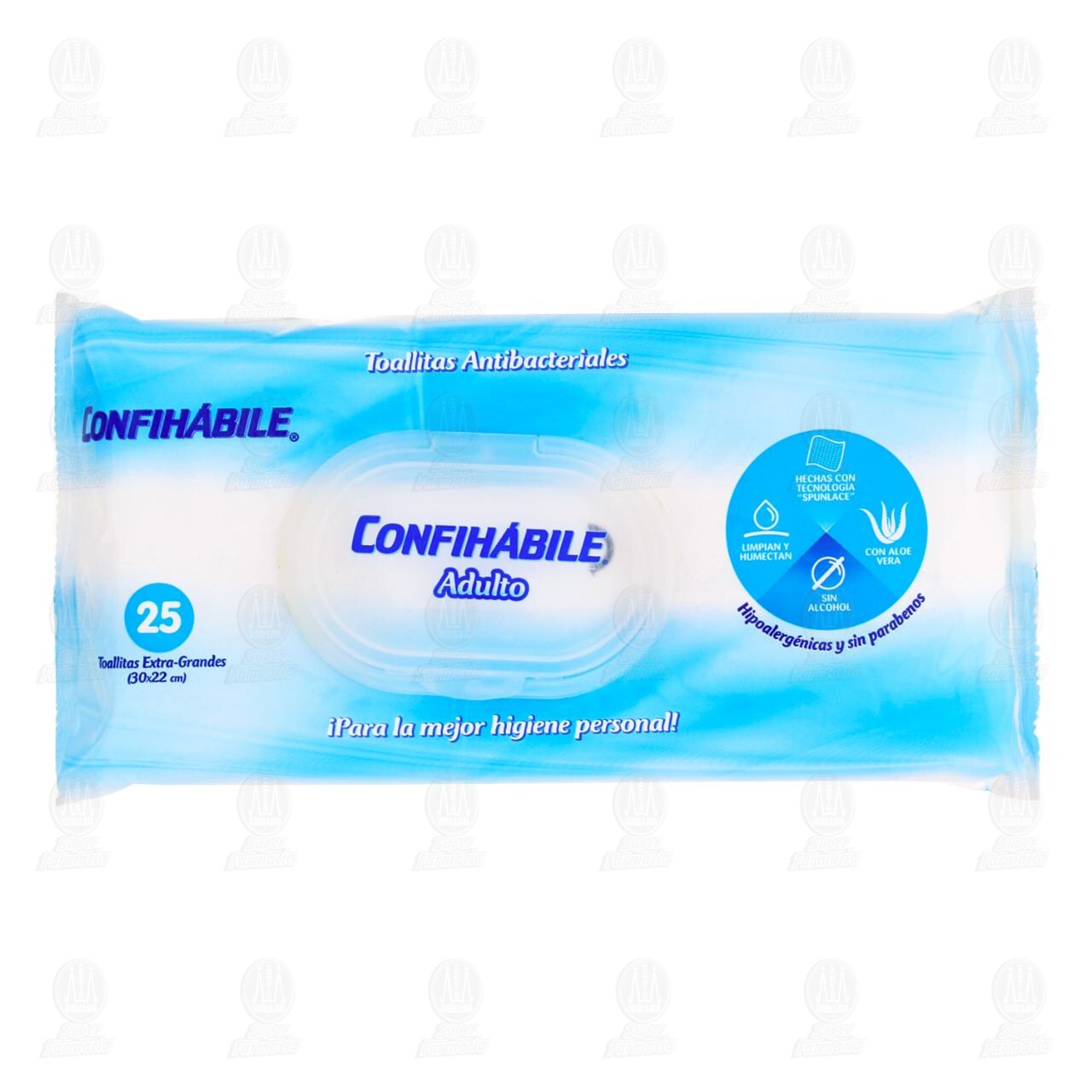 Toallitas Antibacteriales Confihábile Adulto Extra Grandes, 25 pzas.